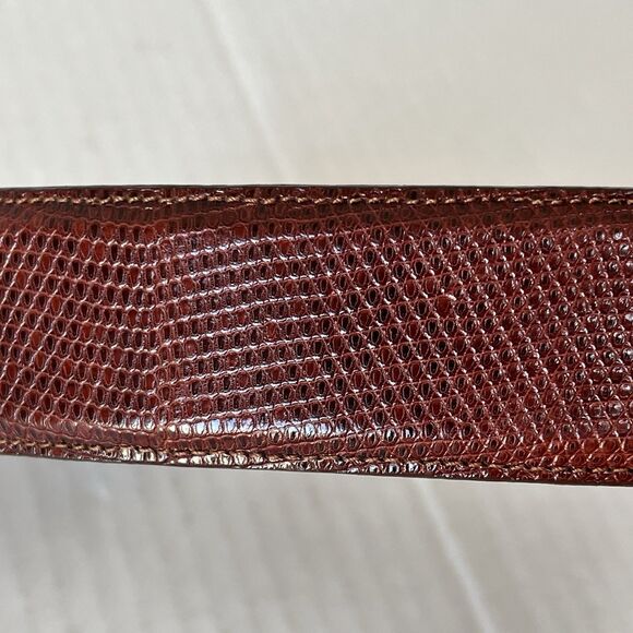 Elizabeth Rand New York Brown Genuine Lizard Belt Strap Sz M No Buckle USA Made main image 12